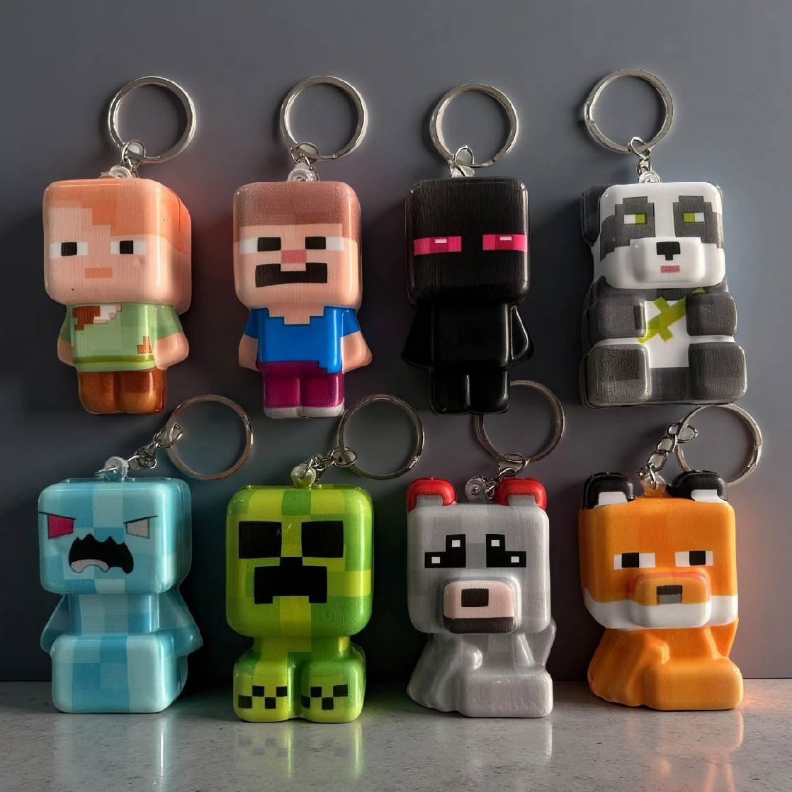 Party Games Minecraft - พวงกุญแจ Minecraft 8 ชิ้น รุ่นใหม่ ของเล่นบีบคลายเครียด
