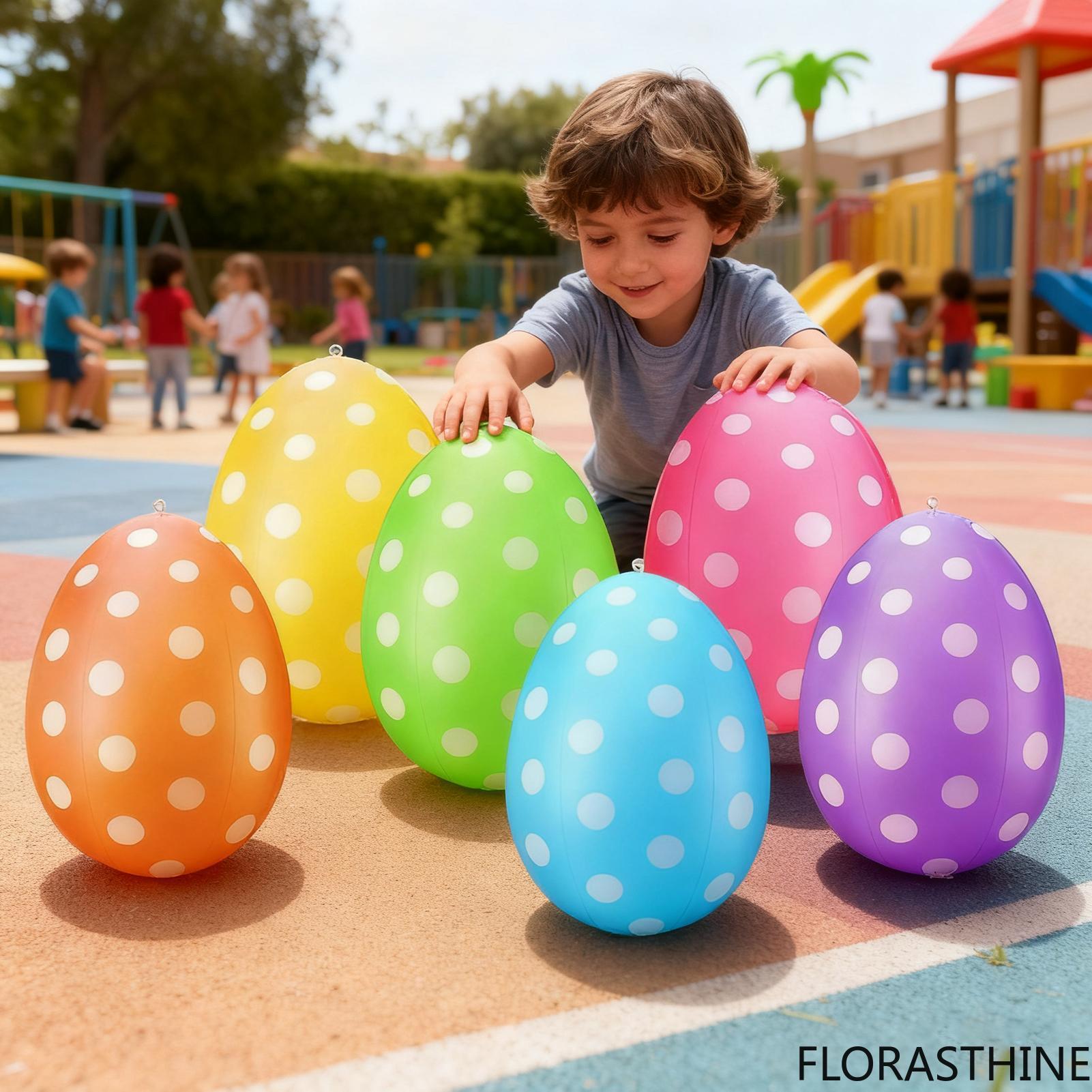 Party Games Egg - ไข่เป่าลมสำหรับเทศกาลอีสเตอร์ 6 ชิ้น/ชุด ไข่เป่าลม PVC สำหรับเกมล่าไข่ในงานปาร์ตี้