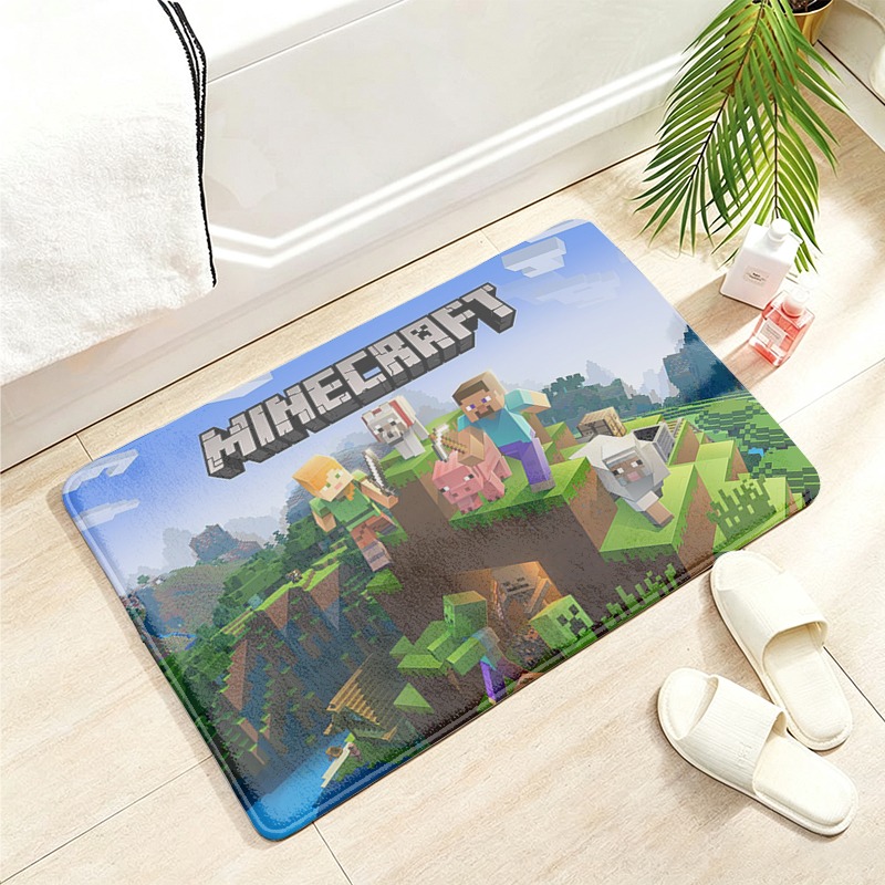 Party Games Minecraft - พรมปูพื้นผ้าสักหลาดลาย Minecraft นุ่ม ดูดซับน้ำได้ดี กันลื่น ลายการ์ตูนน่ารัก