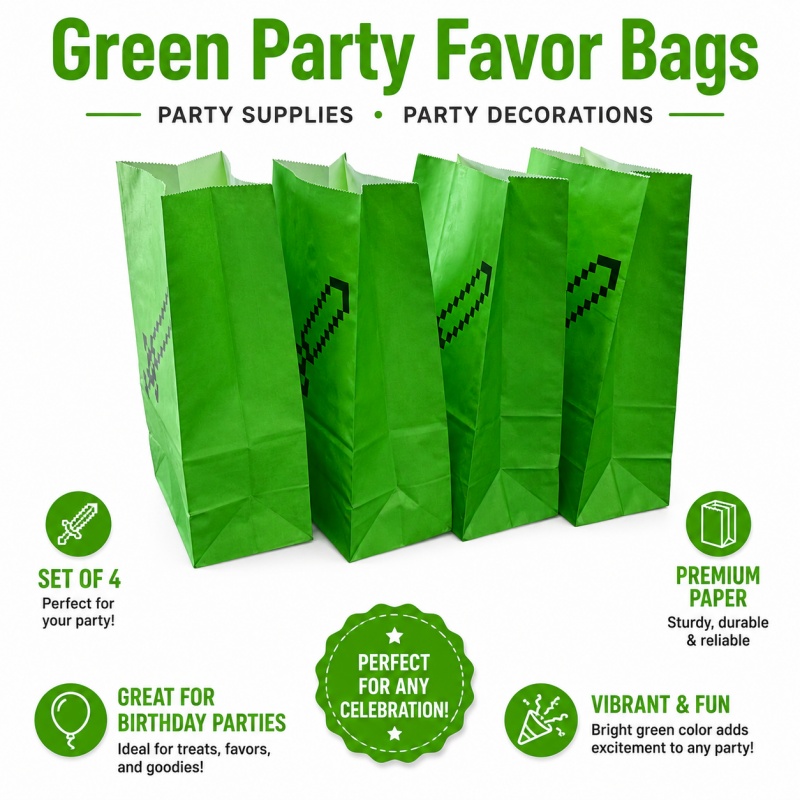 Party Games Minecraft - ถุงกระดาษลายดาบพิกเซล ชุดถุงของชำร่วยวันเกิด ถุงกระดาษทนทานลายอาวุธ ใช้งานได้จริงสำหรับใส่ขนมและของชำร่วยงานปาร์ตี้ ชุดขายดี