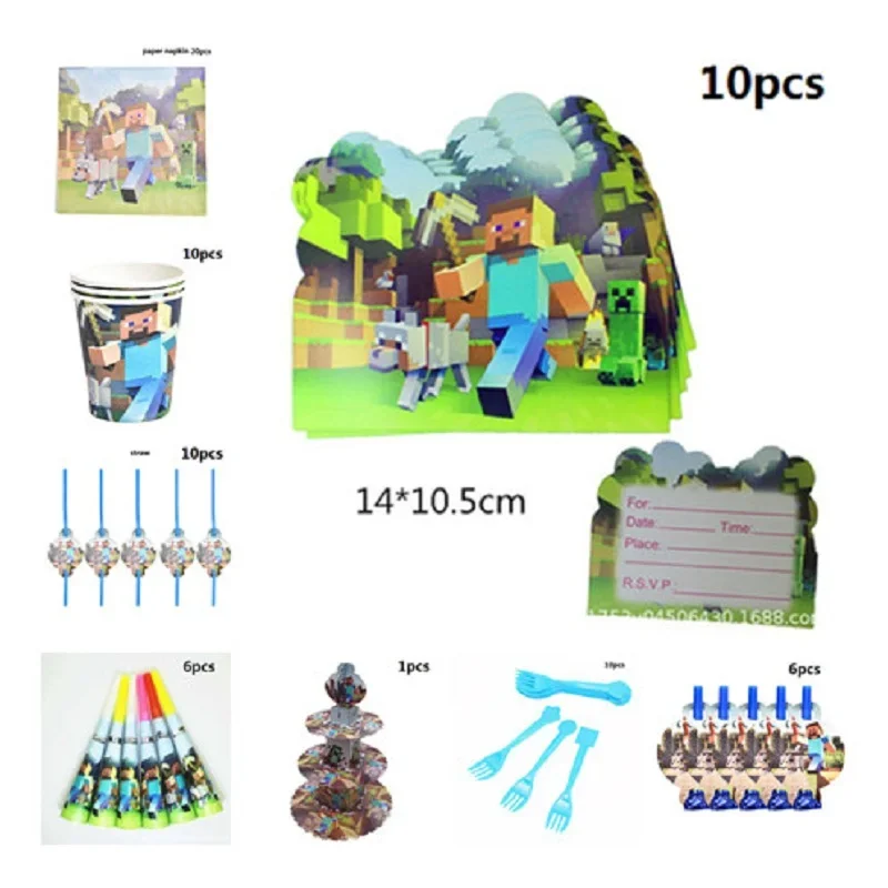 ชุดอุปกรณ์ตกแต่งงานวันเกิดธีมไ - Party Games Minecraft บทวิจารณ์และราคา